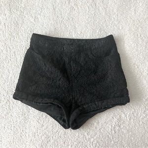 Divided Black Lace High Waist Shorts 2